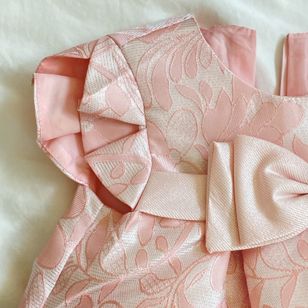Bonnie Jean Baby Pink Bow Dress - Formal, Jacquard, Size: 24M - NWT